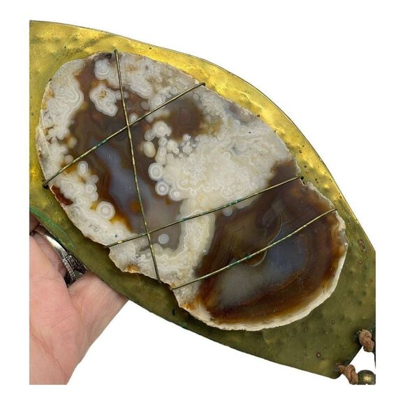 Statement Artisan  Hand Bade Brutalist Wide Panel Boho Metal Agate Belt Only - Picture 6 of 16